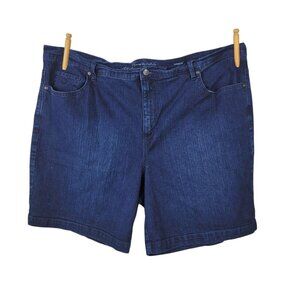 Gloria Vanderbilt Bermuda Shorts Plus 22 22W casual Denim Blue Jean 8" Inseam